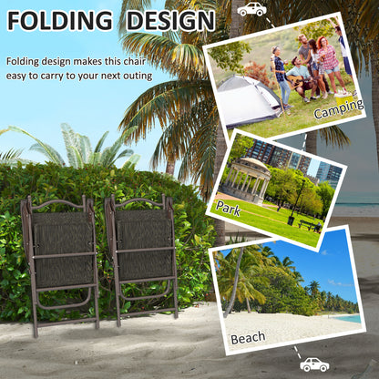 Outsunny Set of Two Folding Garden Chairs, with Fabric Mesh Seats