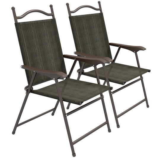 Outsunny Set of Two Folding Garden Chairs, with Fabric Mesh Seats
