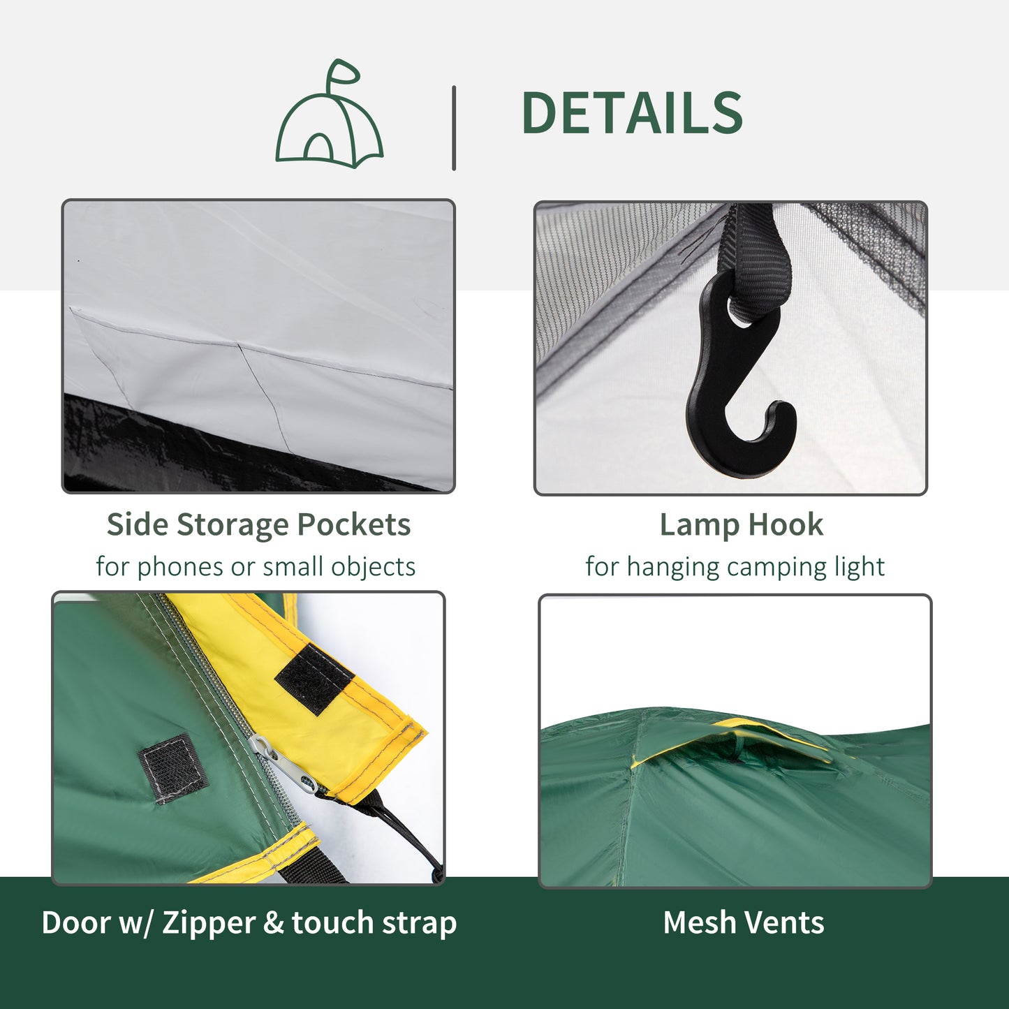 Outsunny Dome Tent for 2 Person Camping Tent with Large Windows, Waterproof