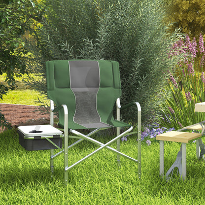 Outsunny Folding Aluminium Camping Chair, with Cooler Bag Table