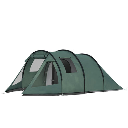 Outsunny Two Room Tunnel Tent Camping Tent for  3-4 Man with Windows, Covers, Carry Bag, for Fishing, Hiking, Sports