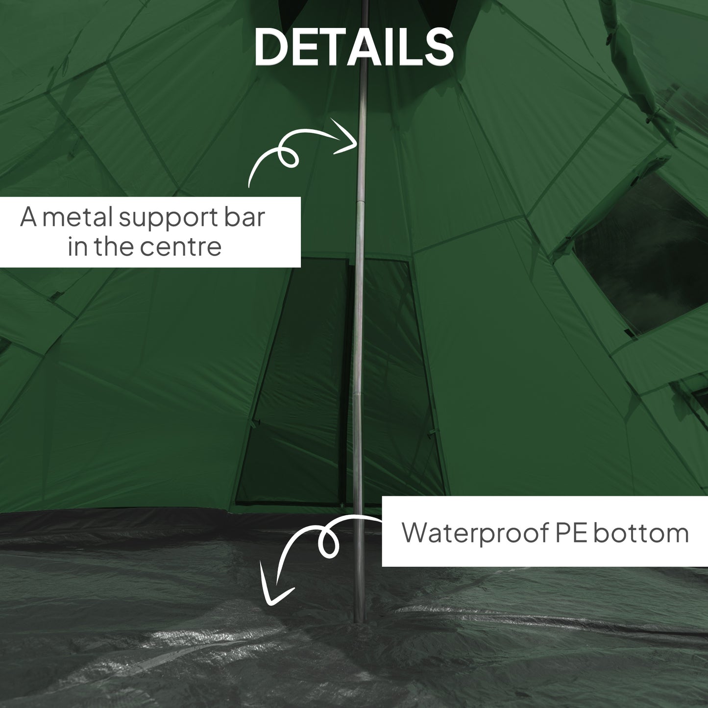 Outsunny 6 Men Tipi Tent with Carry Bag