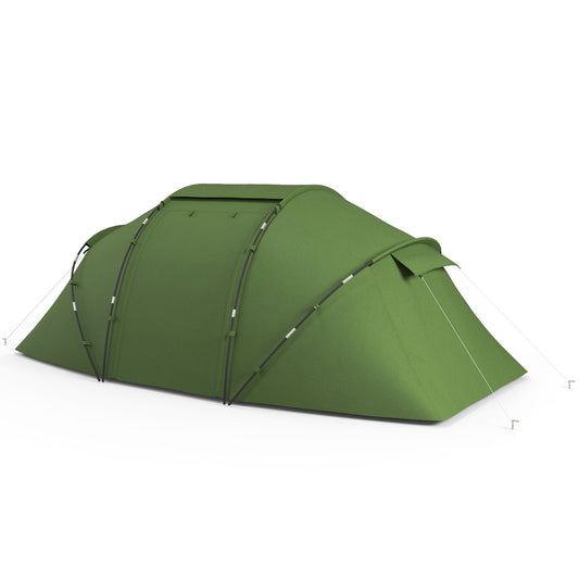 Outsunny 4-6 Man Camping Tent with Living Area and 2 Bedrooms, Hiking Sun Shelter, UV Protection Tunnel Tent