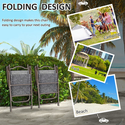 Outsunny Set of Two Folding Garden Chairs, with Fabric Mesh Seats