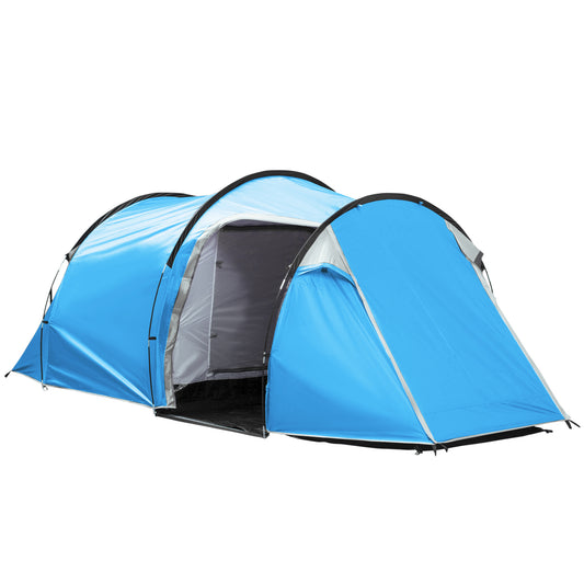 Outsunny 2-3 Man Tunnel Tent with Vestibule, Weather-Resistant Camping Tent with Air Vents for Fishing Hiking