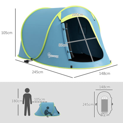 Outsunny Two-Man Pop-Up Dome Tent, with Accessories