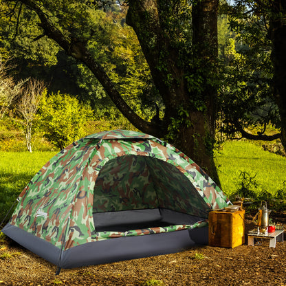 Outsunny 2 Person Camping Tent, Dome Tent with Zipped Doors, Storage Pocket, Portable Handy Bag, Multicoloured