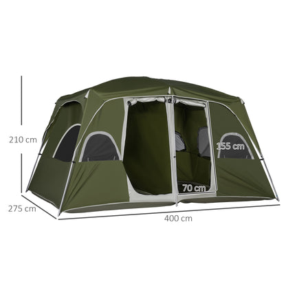 Outsunny Camping Tent, Family Tent 4-8 Person 2 Room, with Large Mesh Windows, Easy Set Up for Backpacking Hiking Outdoor