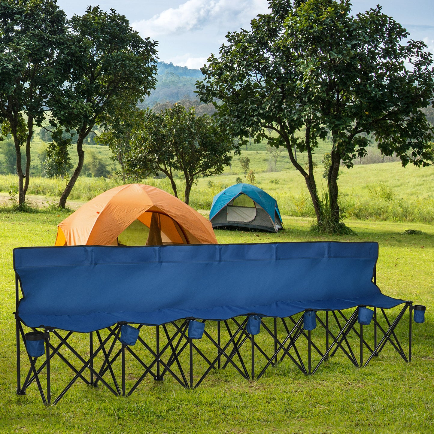Outsunny 6 Seater Folding Camping Chair with Cup Holder & Carry Bag