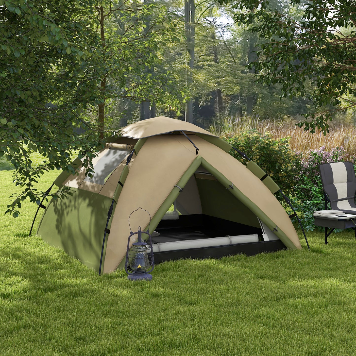 Outsunny Two-Man One Room Camping Tent, with Accessories