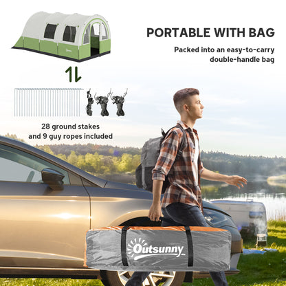 Outsunny 3000mm Waterproof Camping Tent, 5-6 Man Family Tent with Living and Bedroom, Carry Bag Included