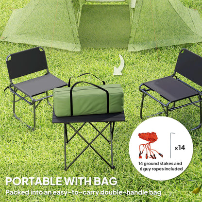 Outsunny 3 Man Camping Tent with Living Area and 2 Bedrooms, 3000mm Waterproof Family Tent with Sewn-in Groundsheet, Portable with Bag for Hiking, Festival, Backpacking