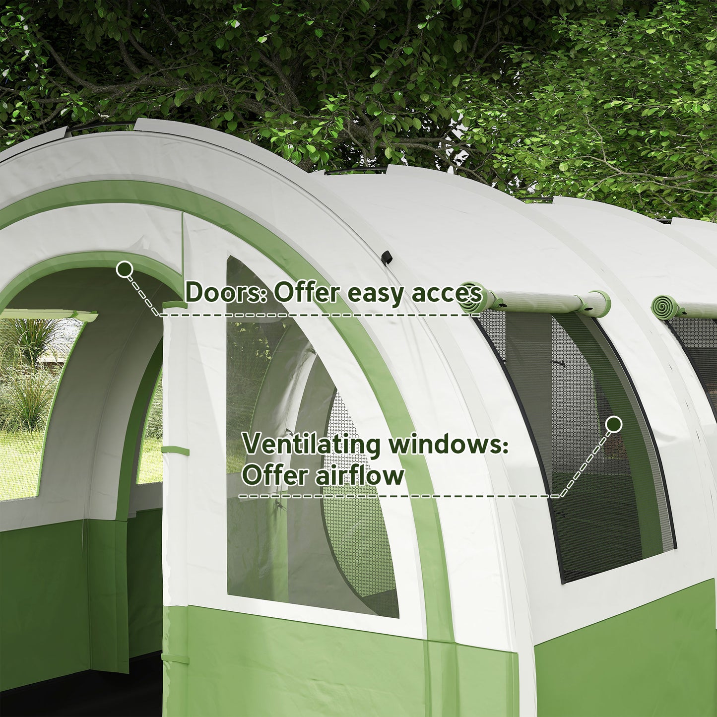 Outsunny 3000mm Waterproof Camping Tent, 5-6 Man Family Tent with Living and Bedroom, Carry Bag Included