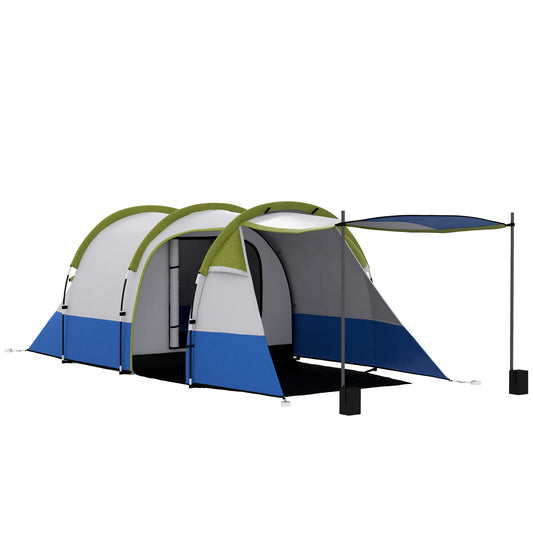 Outsunny Three Man Two-Room Tent, with Porch and Accessories