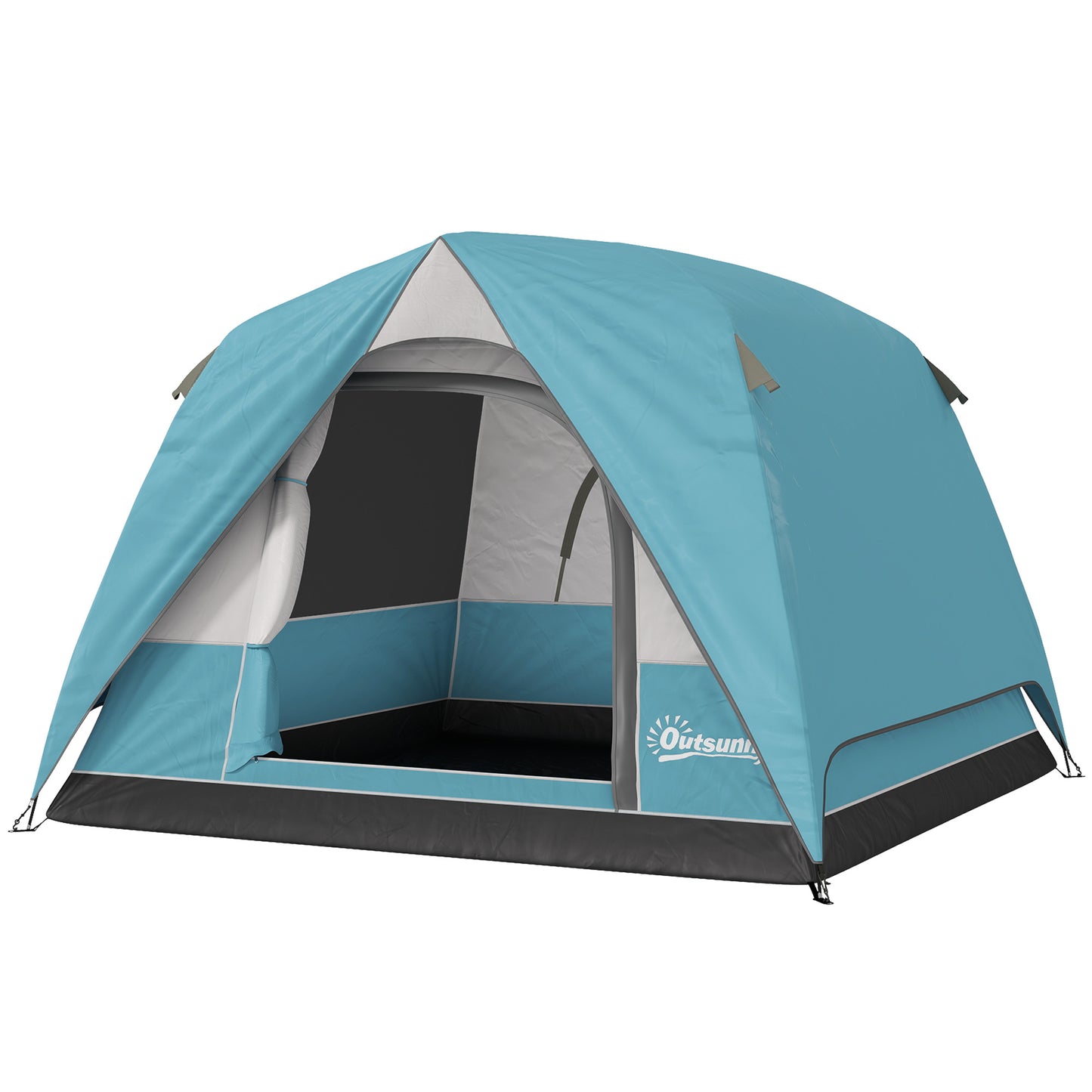 Outsunny 3-4 Person Camping Tent, Easy Set Up Waterproof Dome Tent with Sewn-in Groundsheet, Mesh Windows, Pocket and Hook for Camping, Hiking, Backpacking