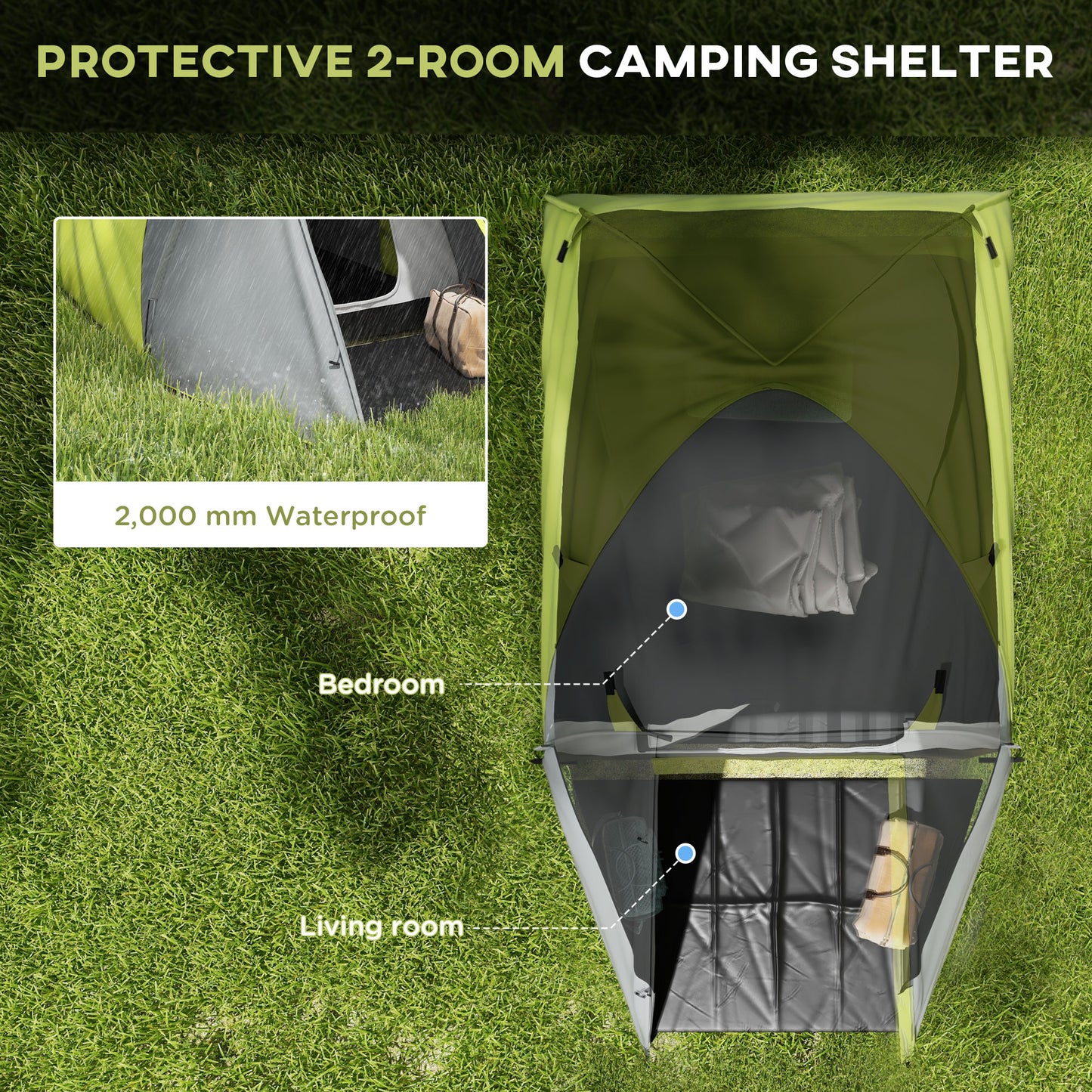 Outsunny Two-Man Dome Tent, with Front Porch and Accessories