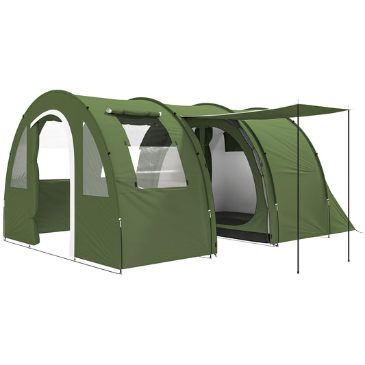 Outsunny 5-6 Man Camping Tent with 2 Room, Floor and Carry Bag