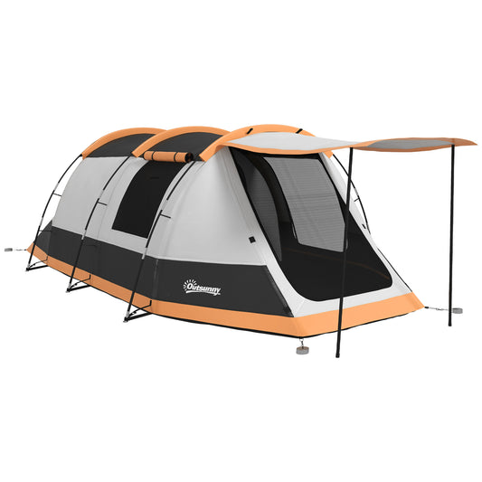 Outsunny Three-Man Camping Tent, with Two Rooms and Porch