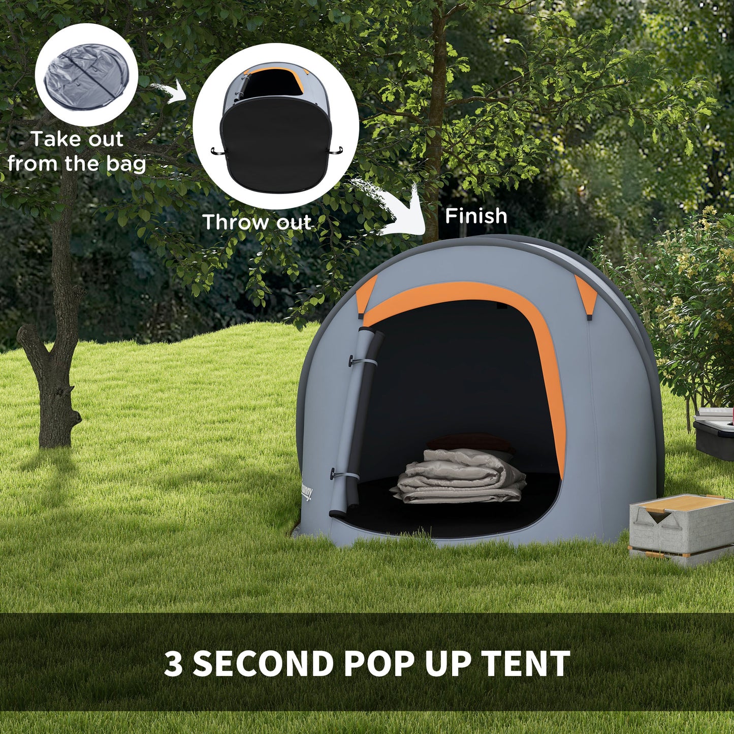 Outsunny Two-Man Pop-Up Dome Tent, with Accessories