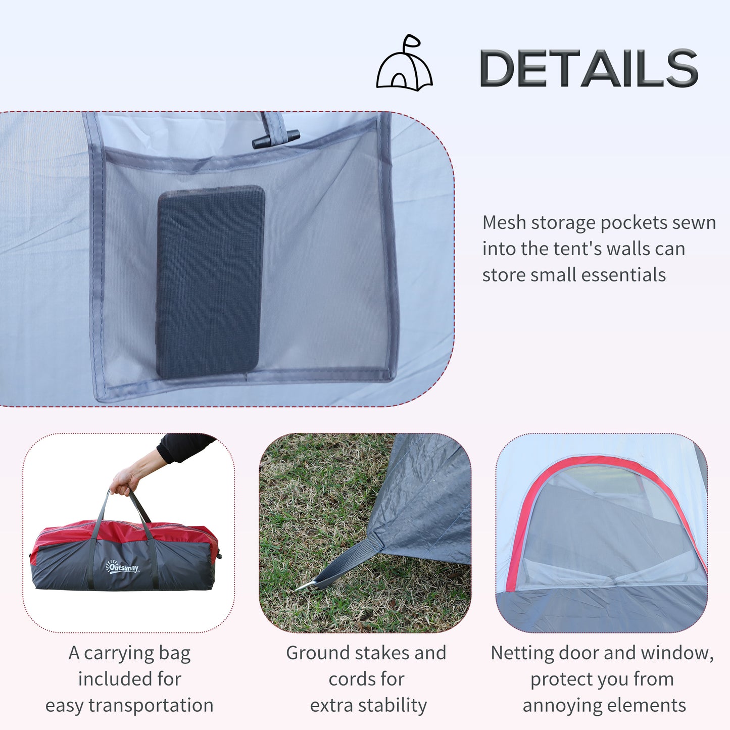 Outsunny Fibreglass & Steel Frame 5/6 Person Lightweight Camping Tent
