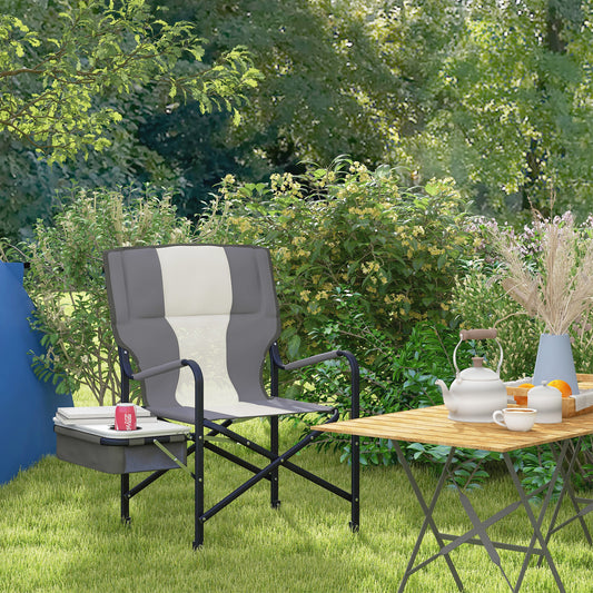 Outsunny Folding Aluminium Camping Chair, with Cooler Bag Table