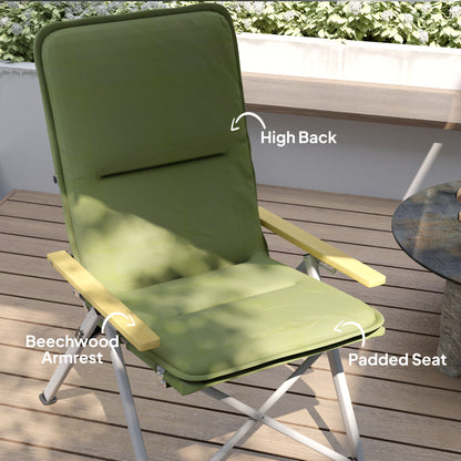 Outsunny Portable Camping Chair for Adults, High Back Folding Chair with Padded Seat and Carry Bag, Outdoor Recliner for Hiking, Fishing, Beach and Picnic