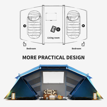Outsunny 4-6 Man Camping Tent w/ Two Bedroom, Hiking Sun Shelter, UV Protection Tunnel Tent