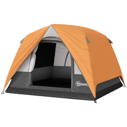 Outsunny 3-4 Person Camping Tent, Easy Set Up Waterproof Dome Tent with Sewn-in Groundsheet, Mesh Windows, Pocket and Hook for Camping, Hiking, Backpacking