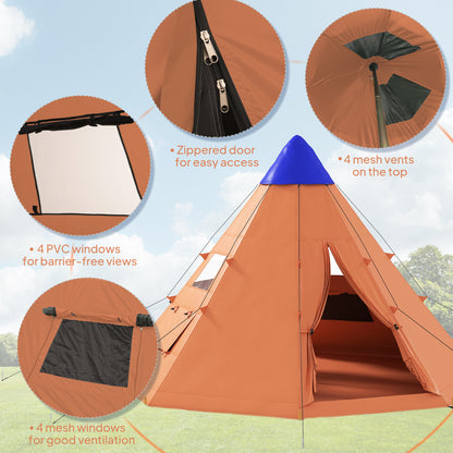Outsunny 6 Men Tipi Tent with Carry Bag