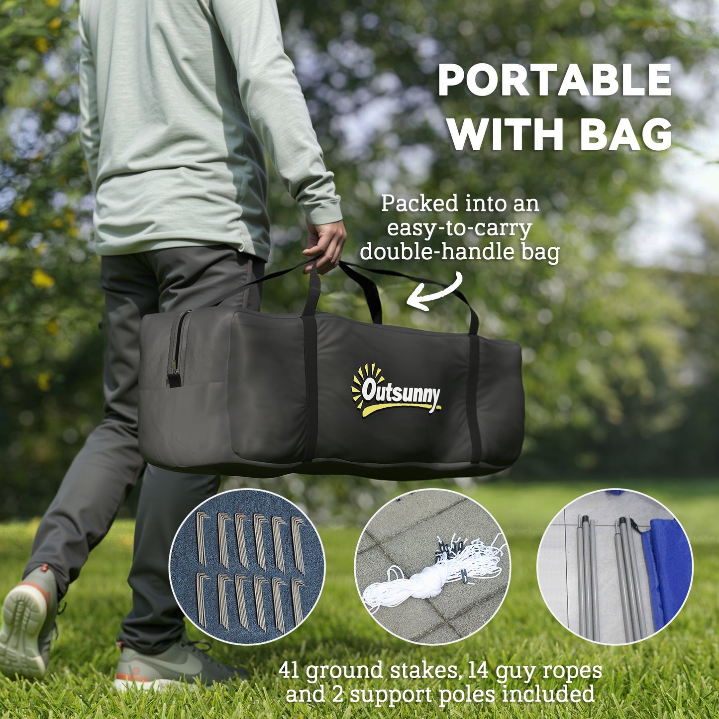Outsunny 6-9 Man Tent with Bedrooms and Living Room, Accessories Included