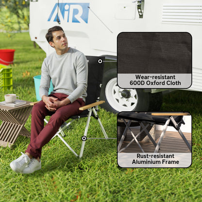 Outsunny Portable Camping Chair for Adults, High Back Folding Chair with Padded Seat and Carry Bag, Outdoor Recliner for Hiking, Fishing, Beach and Picnic