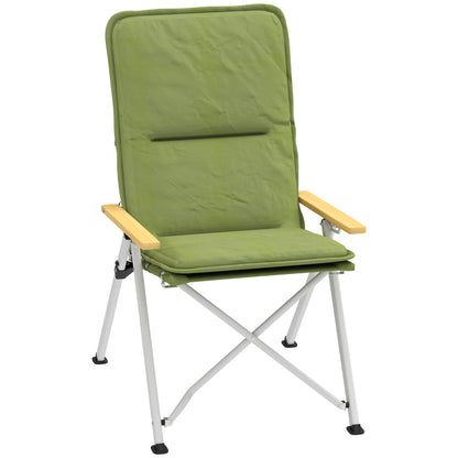 Outsunny Portable Camping Chair for Adults, High Back Folding Chair with Padded Seat and Carry Bag, Outdoor Recliner for Hiking, Fishing, Beach and Picnic