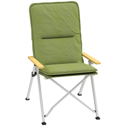 Outsunny Portable Camping Chair for Adults, High Back Folding Chair with Padded Seat and Carry Bag, Outdoor Recliner for Hiking, Fishing, Beach and Picnic
