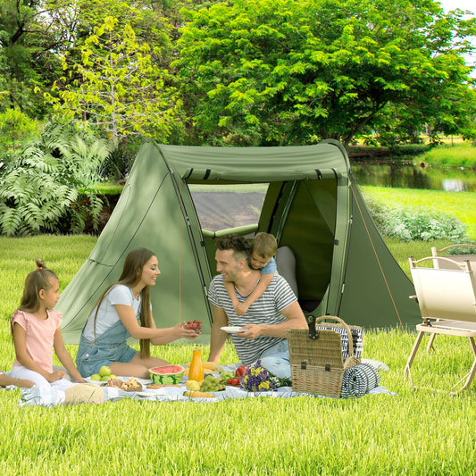 Outsunny 3 Man Camping Tent with Living Area and 2 Bedrooms, 3000mm Waterproof Family Tent with Sewn-in Groundsheet, Portable with Bag for Hiking, Festival, Backpacking