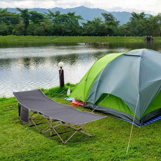 Outsunny Single Steel Frame Portable Camping Cot, with Carry Bag