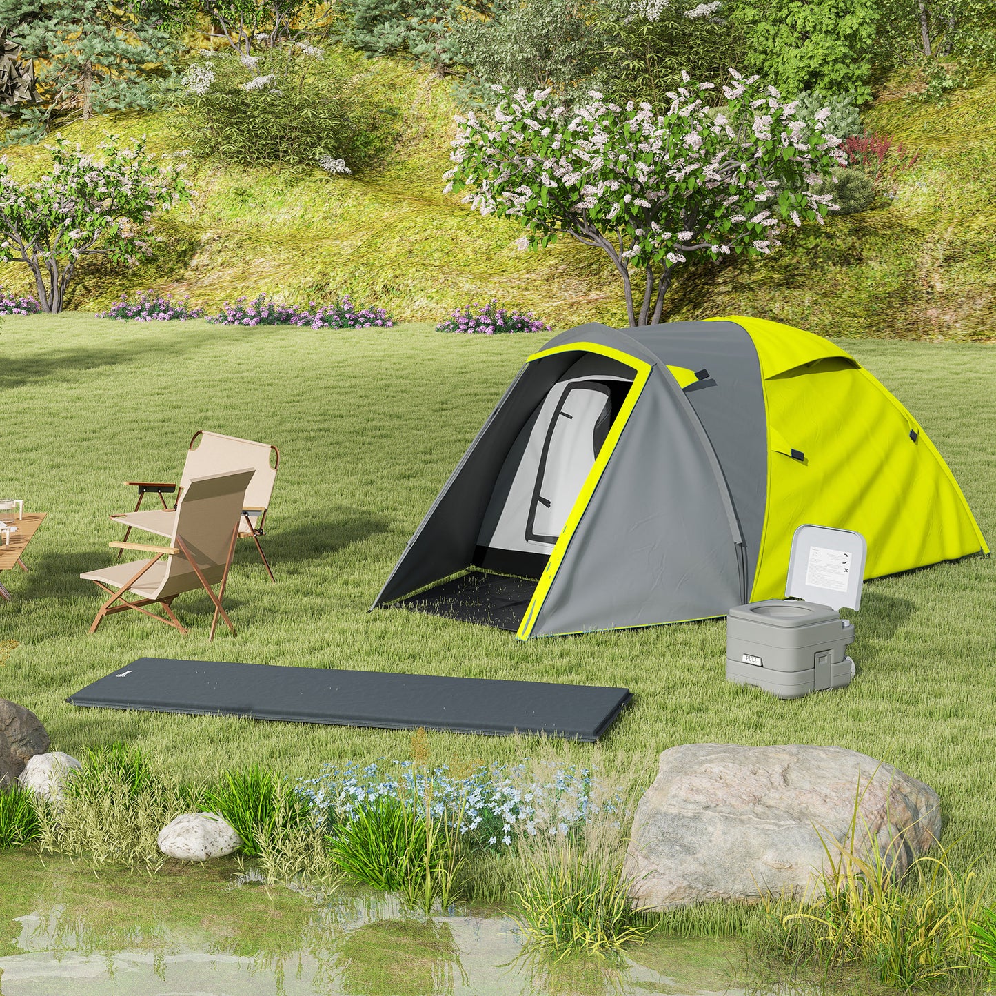 Outsunny Two-Man Dome Tent, with Front Porch and Accessories