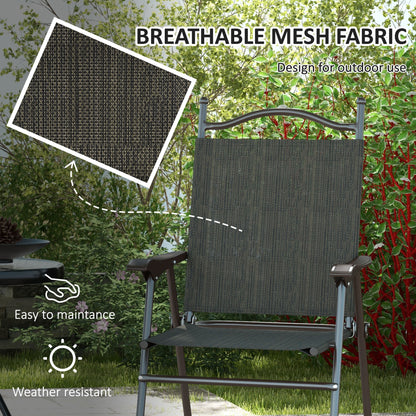 Outsunny Set of Two Folding Garden Chairs, with Fabric Mesh Seats