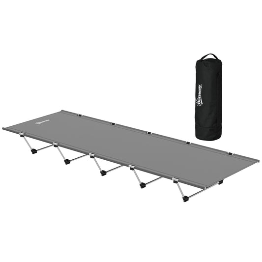 Outsunny Lightweight Camping Bed, Aluminium Portable Camp Cot w/ Strong Support 150kg and Carry Bag for Camping
