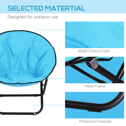 Outsunny Garden Folding Portable Padded Saucer Moon Chair Padded Round Outdoor Camping Travel Fishing Seat