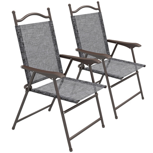 Outsunny Set of Two Folding Garden Chairs, with Fabric Mesh Seats