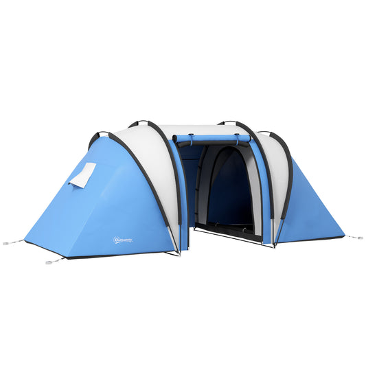 Outsunny Camping Tent with 2 Bedrooms and Living Area, 3000mm Waterproof Family Tent, for Fishing Hiking Festival