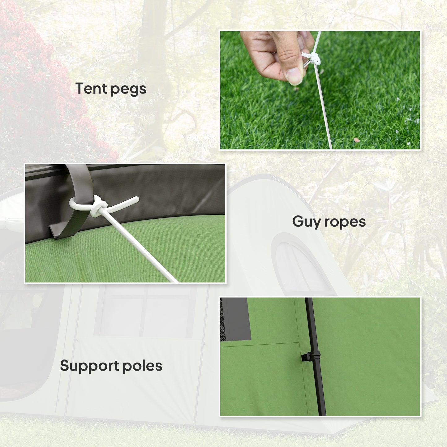 Outsunny 3-4 Man Tunnel Tent, Family Camping Tent with Porch, Bedroom and Living Area, Sewn in Groundsheet, 3000mm Waterproof, Portable with Bag for Hiking, Festival, Backpacking