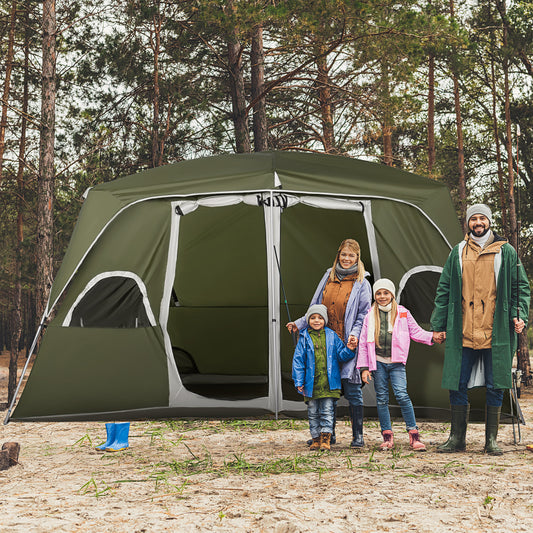 Outsunny Camping Tent, Family Tent 4-8 Person 2 Room, with Large Mesh Windows, Easy Set Up for Backpacking Hiking Outdoor