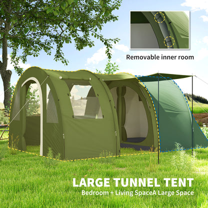 Outsunny 5-6 Man Camping Tent with 2 Room, Floor and Carry Bag