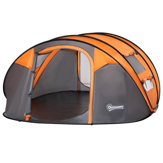 Outsunny 4-5 Person Pop-up Camping Tent Family Tent w/ 2 Mesh Windows & PVC Windows Portable Carry Bag for Outdoor Trip