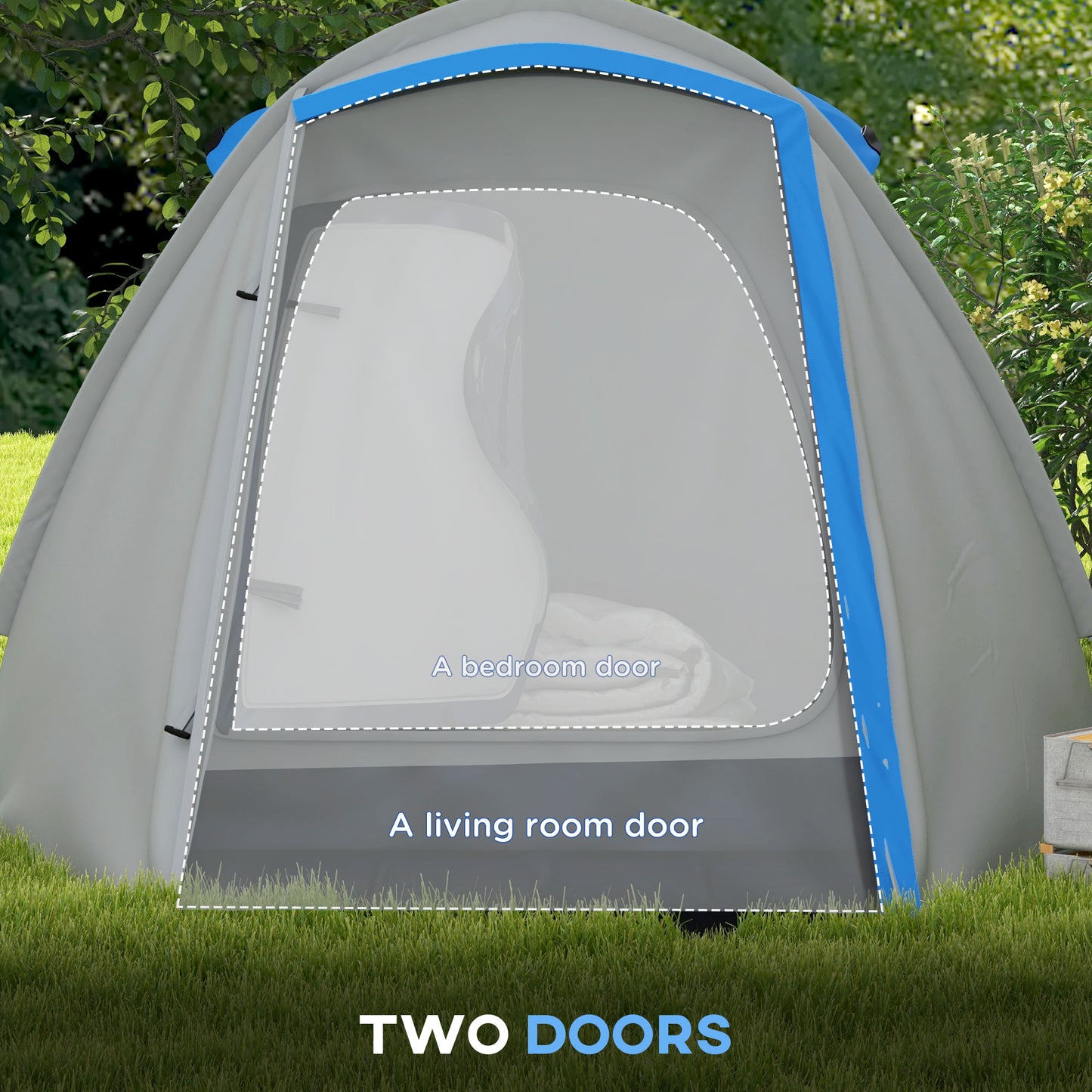 Outsunny Two-Man Dome Tent, with Front Porch and Accessories