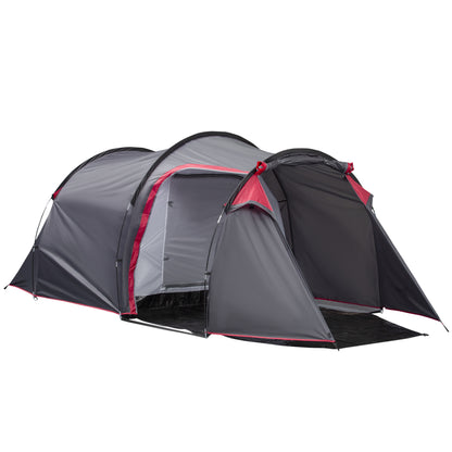 Outsunny 2-3 Person Tunnel Tent with Sewn-in Groundsheet, Air Vents, Rainfly, 2000mm Water Column, Camping Tent with 1 Bedroom, Inbuilt Porch, Living Area for Camping, Hiking