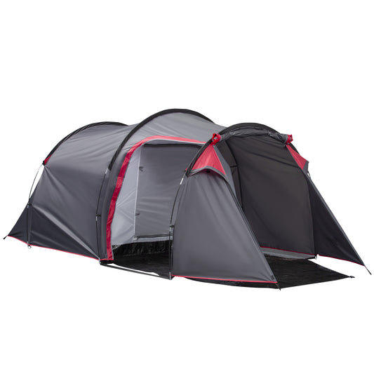 Outsunny 2-3 Person Tunnel Tent with Sewn-in Groundsheet, Air Vents, Rainfly, 2000mm Water Column, Camping Tent with 1 Bedroom, Inbuilt Porch, Living Area for Camping, Hiking
