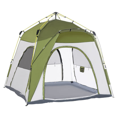 Outsunny 4 Person Automatic Camping Tent, Outdoor Pop Up Tent, Portable Backpacking Dome Shelter