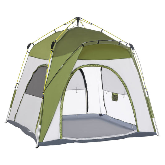 Outsunny 4 Person Automatic Camping Tent, Outdoor Pop Up Tent, Portable Backpacking Dome Shelter